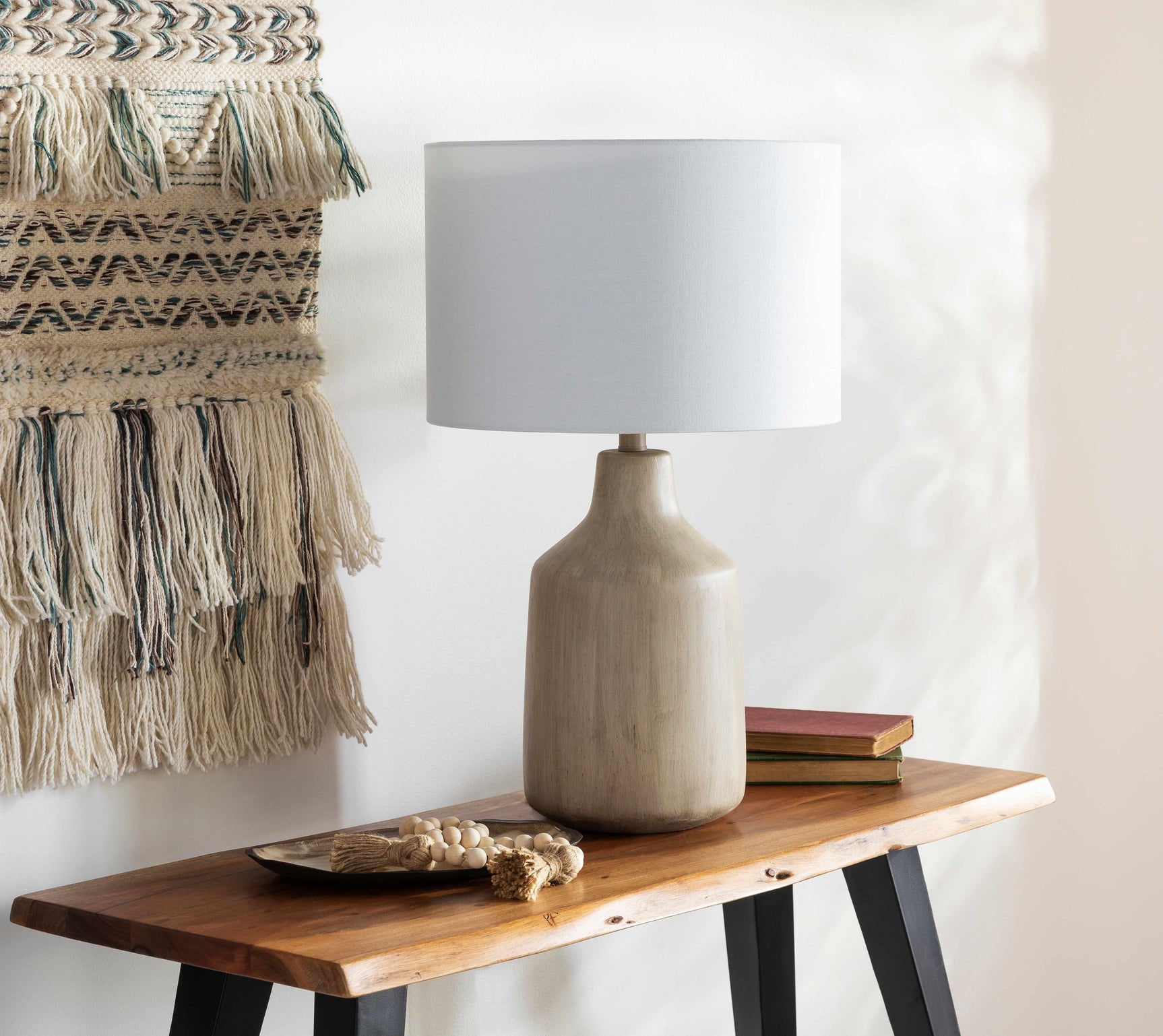 Quezon Beige Resin Table Lamp - Ornate Home