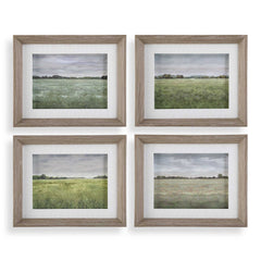 Quiet Meadows Green/Woodtone Framed Prints (Set of 4) - Ornate Home