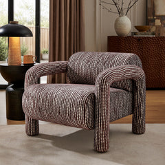 Quill Maroon Patterned Woven Fabric Accent Chair - Ornate Home