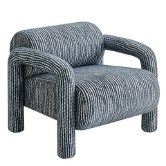 Quill Navy Patterned Woven Fabric Accent Chair - Ornate Home