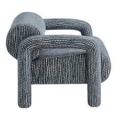 Quill Navy Patterned Woven Fabric Accent Chair - Ornate Home
