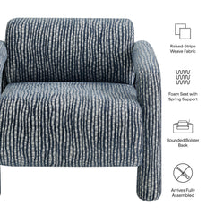 Quill Navy Patterned Woven Fabric Accent Chair - Ornate Home