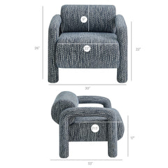 Quill Navy Patterned Woven Fabric Accent Chair - Ornate Home