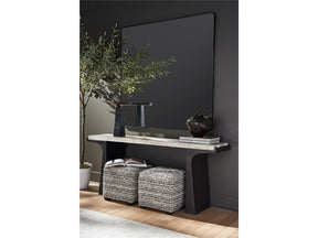 Quill White Travertine/Dark Bronze Console Table - Ornate Home