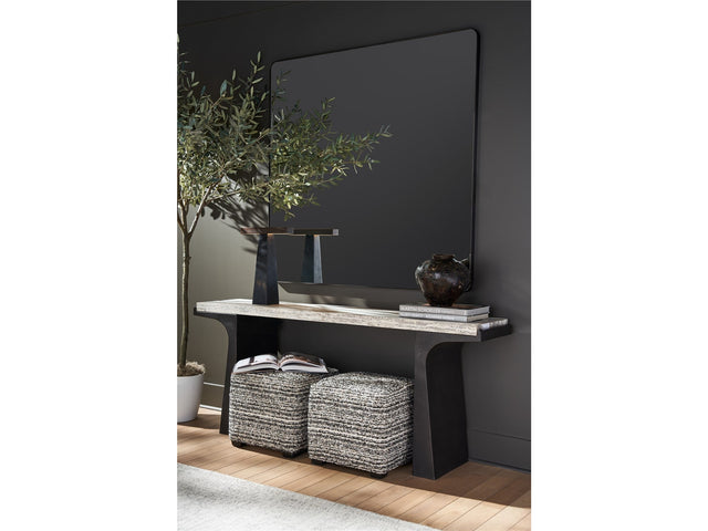 Quill White Travertine/Dark Bronze Console Table - Ornate Home