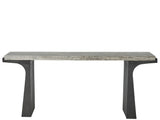 Quill White Travertine/Dark Bronze Console Table - Ornate Home