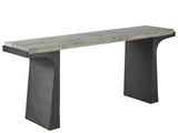 Quill White Travertine/Dark Bronze Console Table - Ornate Home