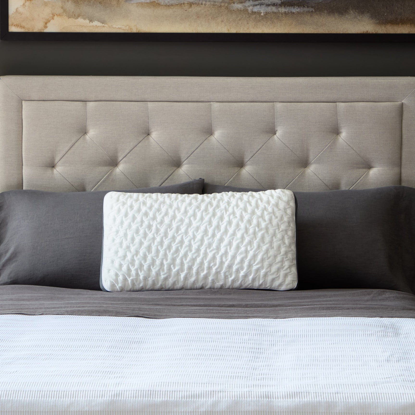 Quilted Convolution White Queen High Loft Pillow - Ornate Home