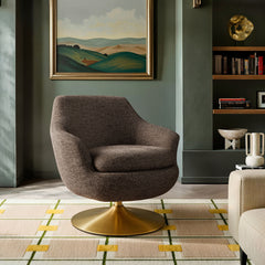 Quimby Espresso Melange Chenille Swivel Accent Chair - Ornate Home