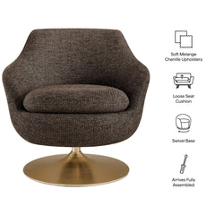 Quimby Espresso Melange Chenille Swivel Accent Chair - Ornate Home