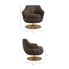 Quimby Espresso Melange Chenille Swivel Accent Chair - Ornate Home