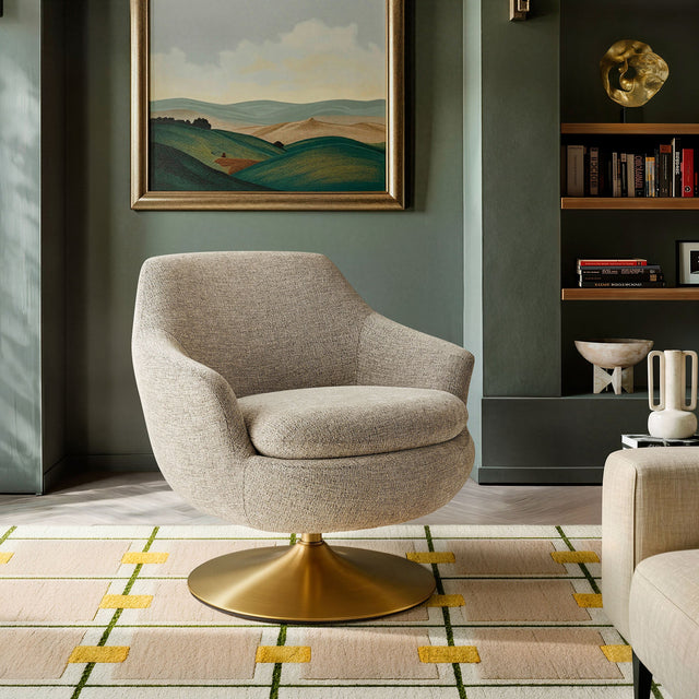 Quimby Flaxen Melange Chenille Swivel Accent Chair - Ornate Home