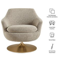 Quimby Flaxen Melange Chenille Swivel Accent Chair - Ornate Home