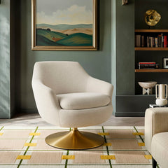 Quimby Ivory Melange Chenille Swivel Accent Chair - Ornate Home