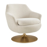 Quimby Ivory Melange Chenille Swivel Accent Chair - Ornate Home