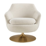 Quimby Ivory Melange Chenille Swivel Accent Chair - Ornate Home