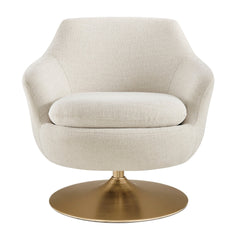 Quimby Ivory Melange Chenille Swivel Accent Chair - Ornate Home