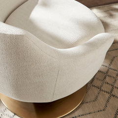 Quimby Ivory Melange Chenille Swivel Accent Chair - Ornate Home