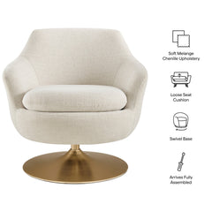 Quimby Ivory Melange Chenille Swivel Accent Chair - Ornate Home