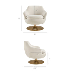 Quimby Ivory Melange Chenille Swivel Accent Chair - Ornate Home