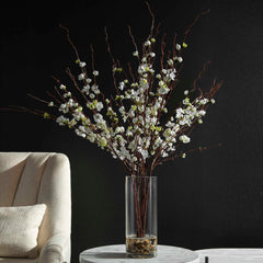 Quince Blossoms Brown/White Silk Centerpiece - Ornate Home