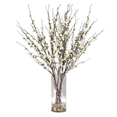 Quince Blossoms Brown/White Silk Centerpiece - Ornate Home