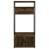 Quincy Dark Pine 2-door Coat Rack Hall Tree Storage Bench - Ornate Home