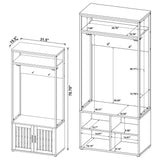 Quincy Dark Pine 2-door Coat Rack Hall Tree Storage Bench - Ornate Home