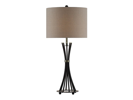 Quinn Banded Rods Black/Brown Table Lamp - Ornate Home
