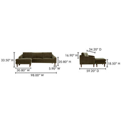 Quinn Cedar Green Sectional - Ornate Home