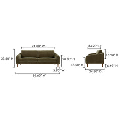 Quinn Cedar Green Sofa - Ornate Home