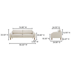 Quinn Oatmeal Sofa - Ornate Home