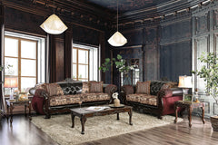 Quirino Burgundy/Dark Brown Loveseat - Ornate Home
