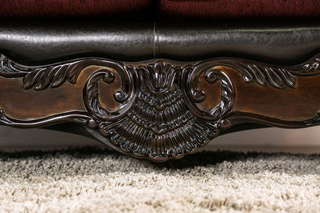 Quirino Burgundy/Dark Brown Loveseat - Ornate Home