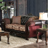 Quirino Burgundy/Dark Brown Sofa & Loveseat - Ornate Home