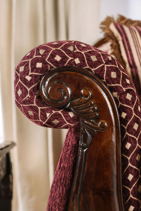 Quirino Burgundy/Dark Brown Sofa - Ornate Home