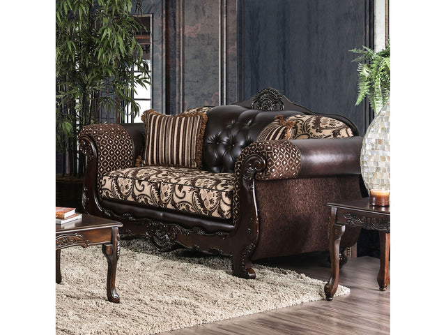 Quirino Light Brown/Dark Brown Loveseat - Ornate Home