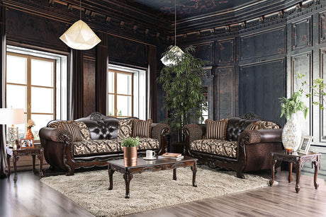 Quirino Light Brown/Dark Brown Loveseat - Ornate Home