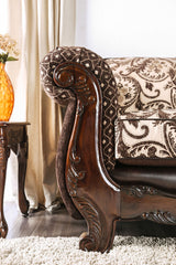 Quirino Light Brown/Dark Brown Loveseat - Ornate Home