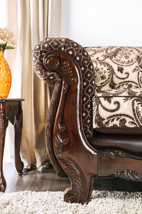 Quirino Light Brown/Dark Brown Loveseat - Ornate Home