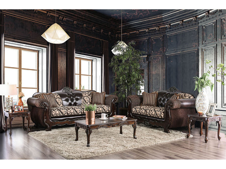 Quirino Light Brown/Dark Brown Sofa & Loveseat - Ornate Home