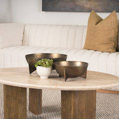 Quita Gold Large Metal Decorative Bowls (Set of 2) - Ornate Home