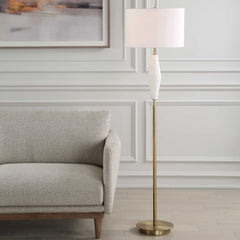 Quite The Buzz Brass/White Floor Lamp - Ornate Home