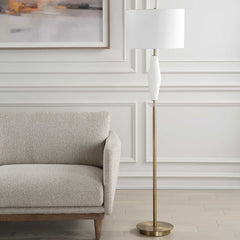 Quite The Buzz Brass/White Floor Lamp - Ornate Home