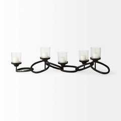 Quito Black Metal Chain-Link Five Candle Table Candle Holder - Ornate Home