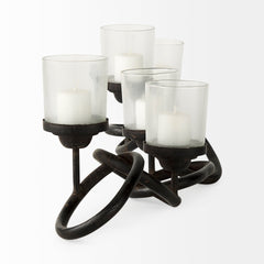 Quito Black Metal Chain-Link Five Candle Table Candle Holder - Ornate Home