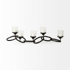 Quito Black Metal Chain-Link Five Candle Table Candle Holder - Ornate Home