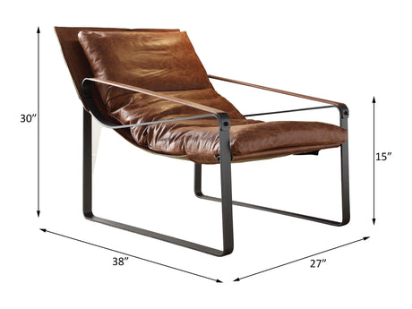 Quoba Cocoa Top Grain Leather Accent Chair - Ornate Home