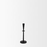 Qwin Matte Black Cast Aluminum Medium Candle Holder - Ornate Home