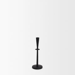 Qwin Matte Black Cast Aluminum Medium Candle Holder